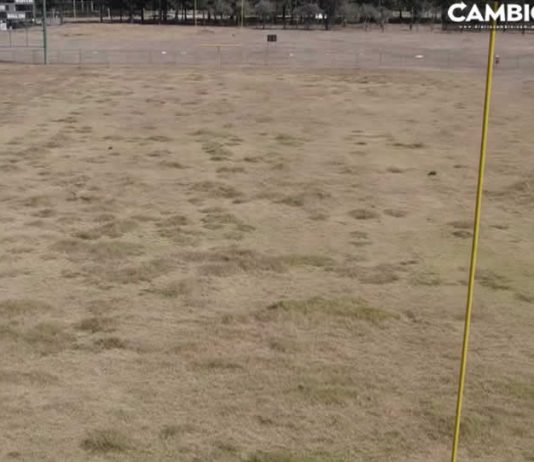 El estadio de los Aztecas de la UDLAP, en pésimas condiciones tras cierre.