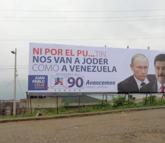 Nueva valla política hace referencia a Putin y Venezuela frente a las elecciones en Colombia