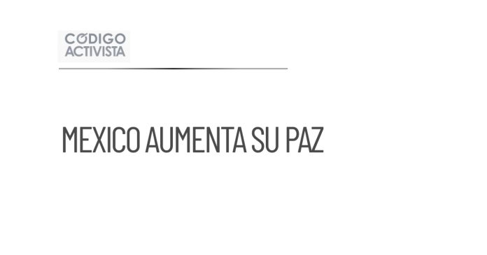 México avanza en su índice de paz con menos homicidios